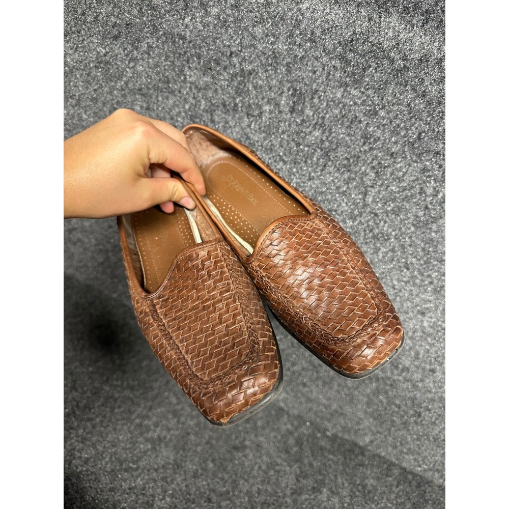 Vintage woven leather loafer brown cottage Whimsygoth old money huaraches boho 9 - Picture 3 of 7